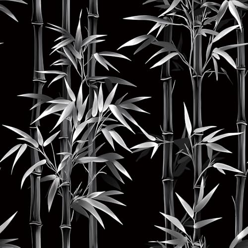 LaCheery 17.5"x275" Chinoiserie Bamboo Peel and Stick Wallpaper Black and