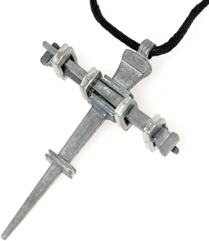 Pewtertone Metal Nail Cross Necklace