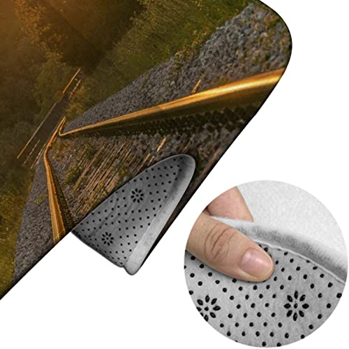 Badteppich-Set, 3-teilig, Geländer, Eisenbahnen, Förster, waschbare Badteppiche, rutschfest, mit Rückenpolster, Konturteppich und Toilettendeckelbezug – Bild 5