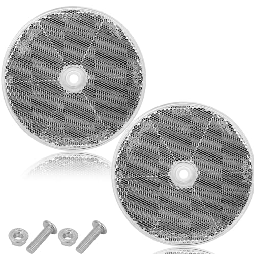 ETUKER 2pièces Catadioptre Rond à Fixer Blanc,Reflecteur Remorque Ø80mm Catadioptre à Visser,Réflecteurs de Sécurité RéflecteurRond