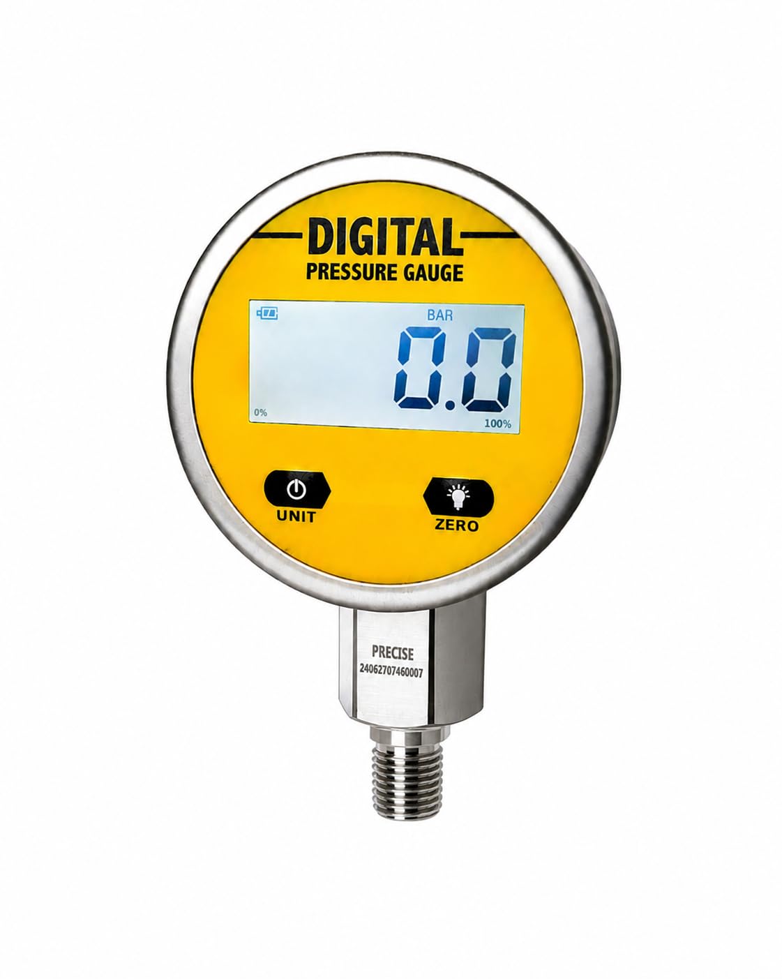 Digital Pressure Gauge, 63mm (2.5inch), G1/4" BSP, Accuracy +/-0.5%, 0-600 Bar/Mpa/Kpa/Psi/kg/cm2 (2 x AAA battery, 1/4"BSP (F) x 1/2"BSP (M) Reducer Included), 0~600 bar-picture-12