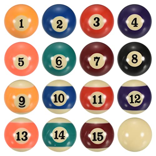PATIKIL 1-1/2 Inch Billiard Balls Set, Mini Size Billiard Balls Set Pool Balls Complete 16 Balls for 6 Feet Pool Table, Multicolored