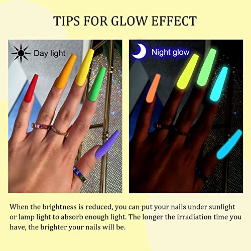 Saviland Glows In The Dark Gel Nail Polish Set - 12 Colors Luminous Neon Nail Gel Polish Set Soak Off U V/Led Glow Effect Nail Polish For Diy Nail Art Design Valentines Day Gifts For Women #TOP2