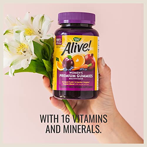Nature’s Way Alive! Premium Women’s Gummy Multivitamins, Essential Vitamins & Minerals, Supports Whole Body Wellness,* Vegetarian, Mixed Berry Flavored, 75 Gummies #TOP2