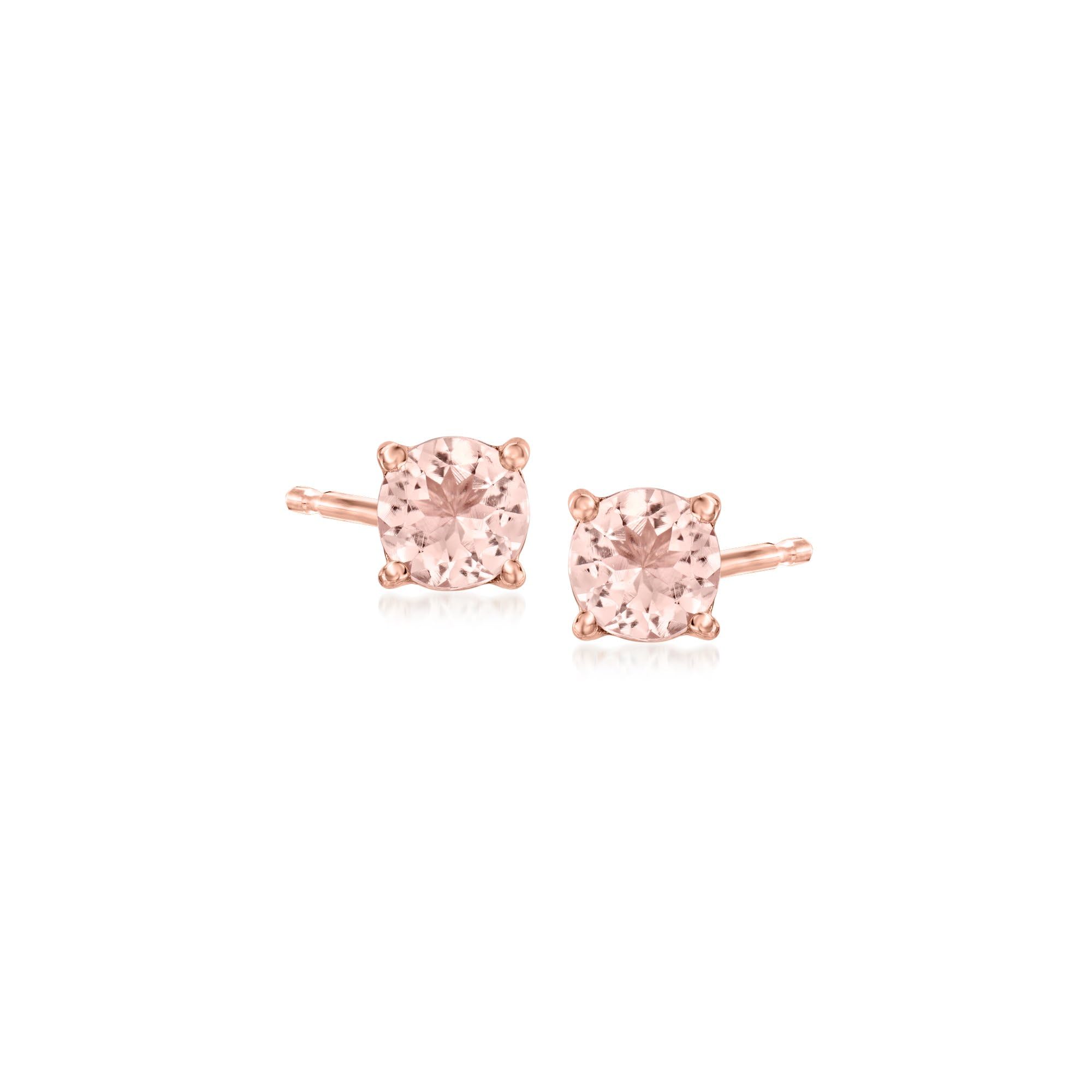 0.70 ct. t.w. Morganite Stud Earrings in 18kt Rose Gold Over Sterling