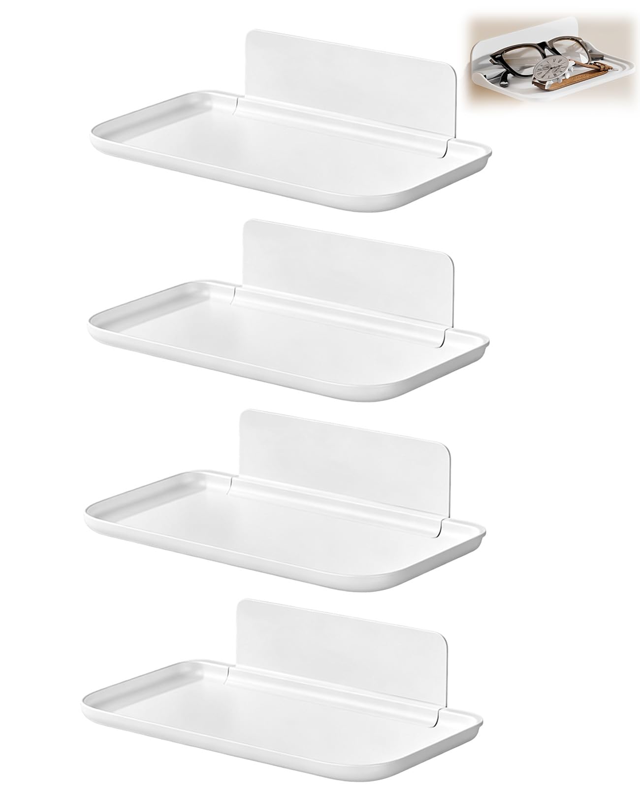 Benaewa Adhesive Shelves, Small Shelf, 4 Pcs