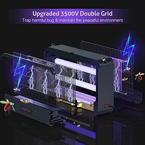 Bug Zapper, Ftmkk Mosquito Zapper [Poweful 3500V Double Grid & Remote] Fly Zapper, Electronic Mosquito Repellent To Trap Bug Insect Fly Indoor, Bug Light 20W & Extra 2 Lights, Grey #TOP2
