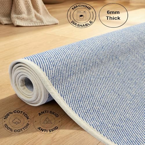 Image of Saral Home Cotton Yoga Mat /Runner (Blue, 60X180 CM)
