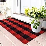 Area Rug Classic Plaid Runner Rugs Hand Woven Stain Resistant Collection Area Rug Indoor Outdoor Flo