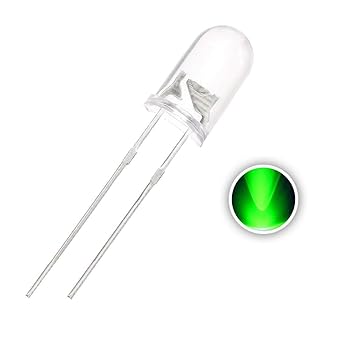 TECHDELIVERS 5mm Green Crystal Clear LED (Light Emitting Diode) -100Pcs