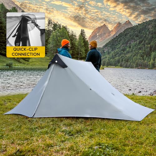 Image of LANSHAN Ultralight Waterproof 1-2 Person Backpacking Tent | Ultralight waterproof nylon, pitch anywhere, for camping & travel.