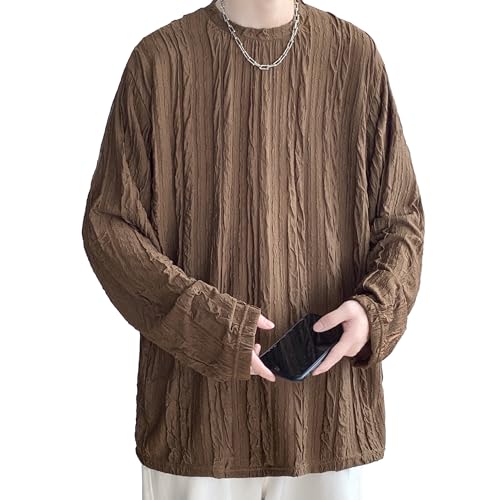 [Culeevp] 長袖 tシャツメンズ 大きいサイズ 無地 厚手 肌着 ロングtシャツ メンズ 秋冬服 トレーナー メンズ カーキL