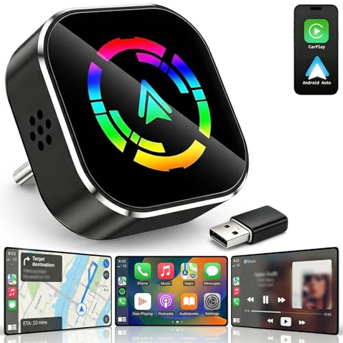 Wireless CarPlay Adapter & Android Auto Wireless Adapter, 2-in-1 Bluetooth Car Adapter Dongle, Convert Factory Wired Apple CarPlay to Wireless, Ultra-Mini Plug & Play, Includes USB C & USB-A