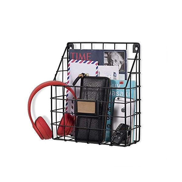 Amasawa Retro Wall Mounted Magazine Rack Newspaper Wall Store Holder for Office Living Room Bedroom Bathroom (Black) - Image 7