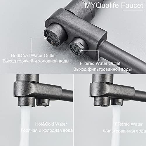Robinet cuisine eau pure double poignée pour eau filtrée - 5