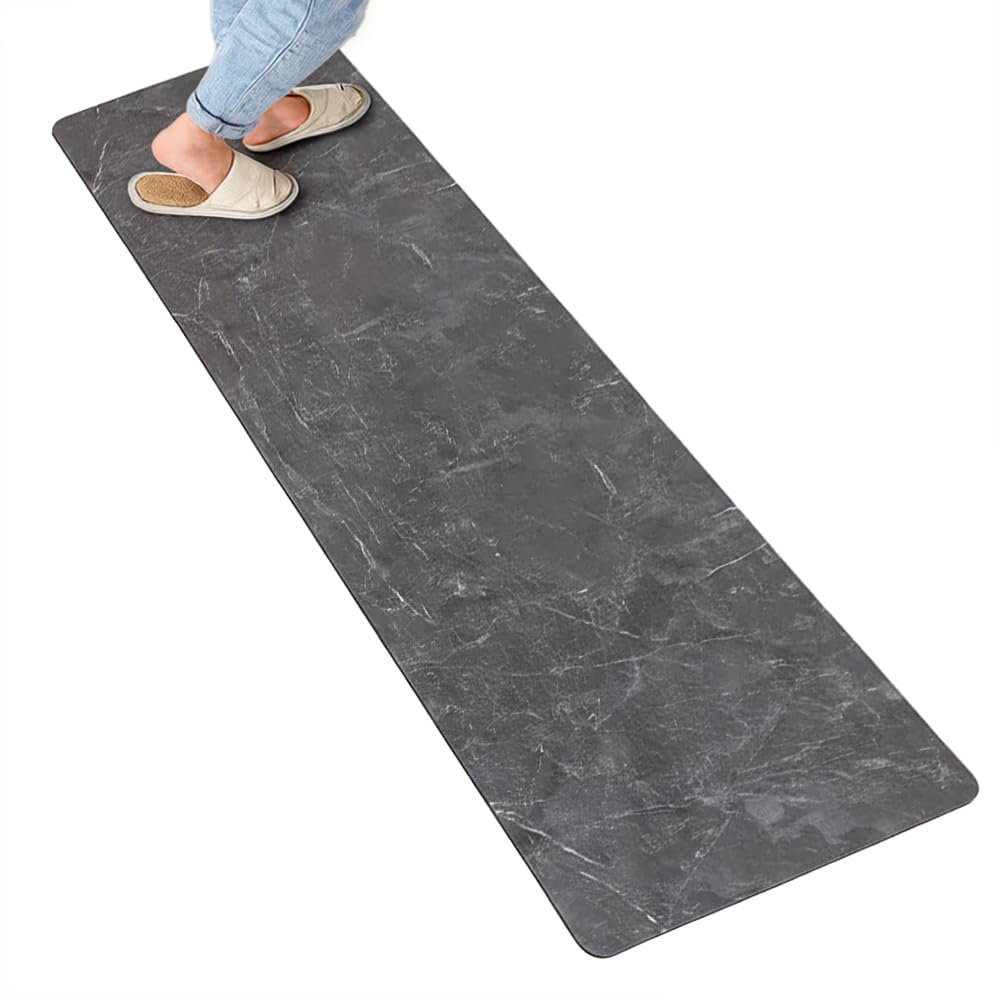 キッチンマット 240キッチンマット60*240cm 拭ける 洗える 床暖房対応 床保護マット 吸水速乾防汚 台所 マット フロアマット 滑り止め加工 ずれない 転倒防止 クッション性 お手入れ簡単 ストーンマーブル 60x240cm