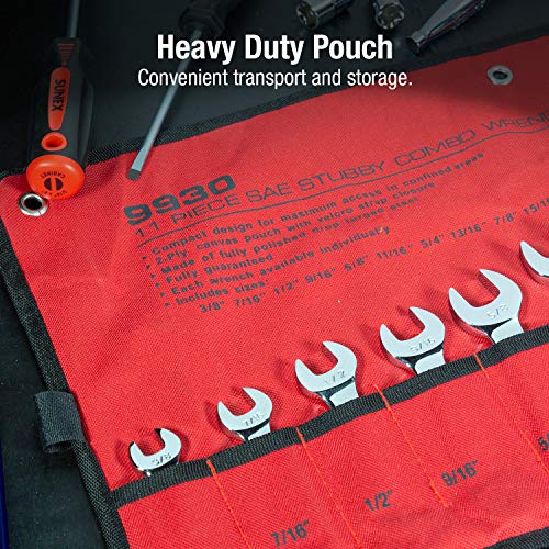 Sunex International Sunex 11-Piece (3/8-5/16”) Stubby Combination Wrench Set With 5-Piece (8X10Mm – 21X22Mm) Sae Half Moon Box Wrench Set, Sun993035-Ec #TOP6