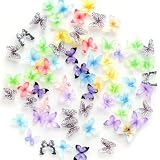 60 Stück Mikro Schmetterling Resin, Sortiert Bunte Kleine Schmetterlinge Deko Mini Miniaturen Puppenhaus Zubehör 3D Schmetterling Nagel Charms Landschaftsdekorationen zum Basteln Feenhaus DIY