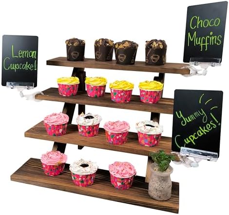 Wooden Cupcake Stand for 24 Cupcakes, Tiered Display Stand for De...