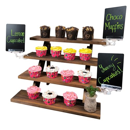 Wooden Cupcake Stand for 24 Cupcakes, Tiered Display Stand for De...