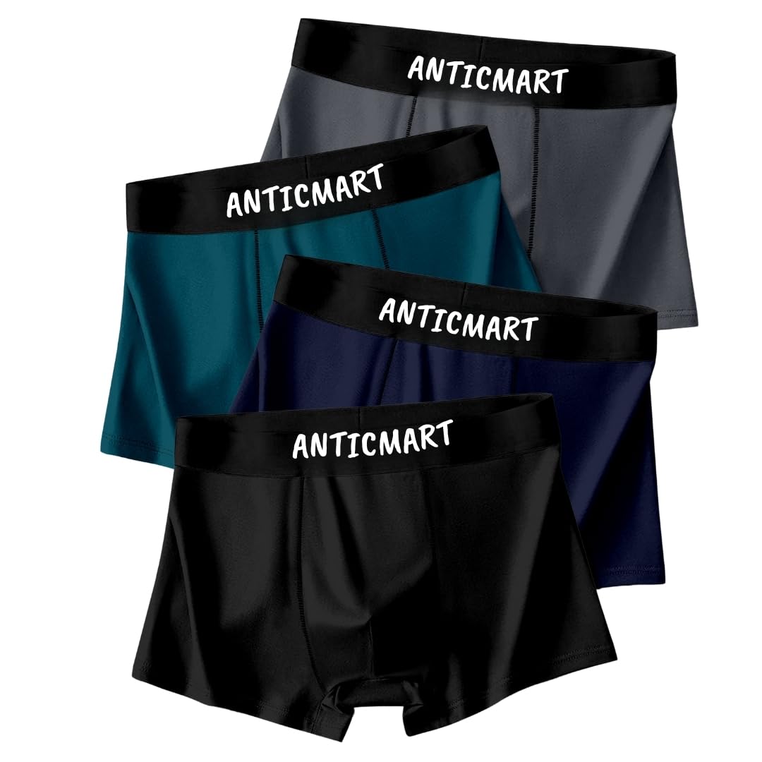 Mens Boxer ComfortFlex Trunks 4 Pack Soft Breathable Stretch Underwear with Supportive Pouch Moisture Wicking No Ride Up Daily Comfort-image-5