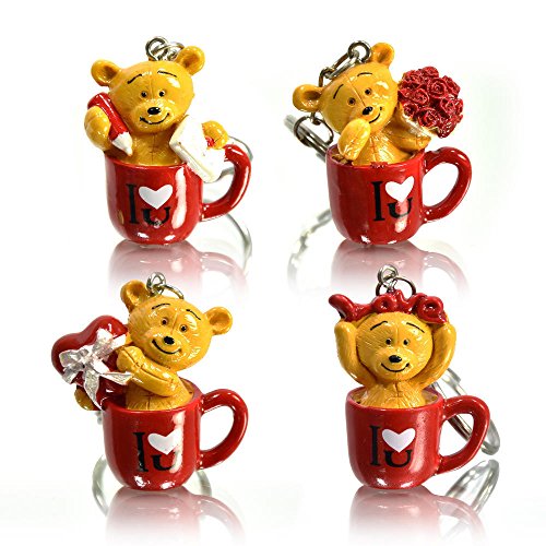 Porte clés ours dans une tasse I love you - Vendu à l'unité - Porte clefs nounours cadeau mignon et romantique - bear in mug