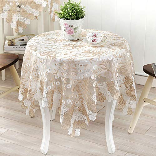 Nappe ronde de salon en dentelle filé de verre pour petite table de salle à manger