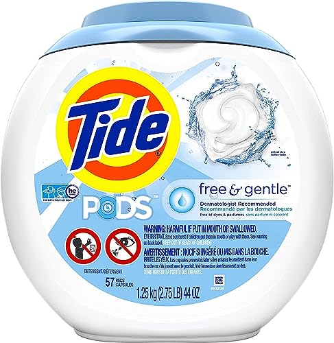 Tide Free And Gentle Laundry Detergent Pods, 57 Count, Unscented And Hypoallergenic For Sensitive Skin #TOP6