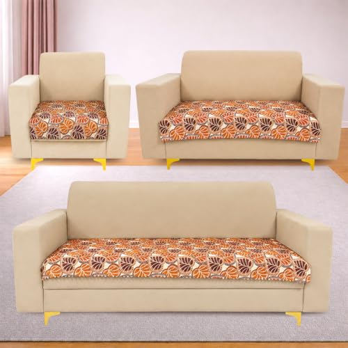Image of Homerz Premium Printed Quilted Velvet Sofa Slip Cover Protector, Sofa Mat, Exact Size, Antislip Cover (Bloomora, 6 (3+2+1) Seater, Half)