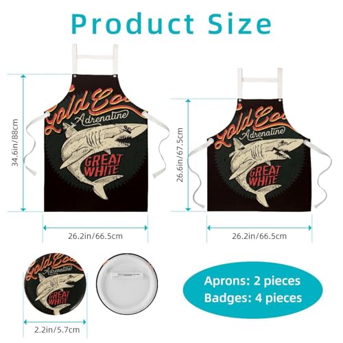Tablier de cuisine pour restaurant et bistrot style requin rétro mer - 2