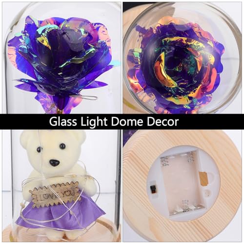 Lámpara decorativa de rosa preservada con base de madera de alta calidad 7