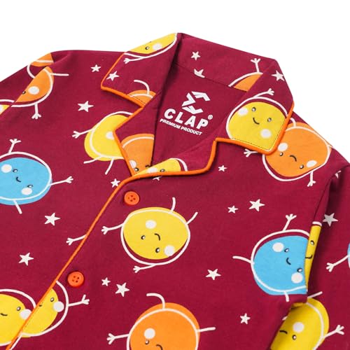 Image of CLAP Kids Cotton Printed Full Sleeves Night Suit