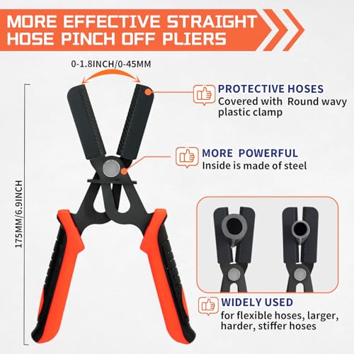 BISUOSHI Alicate de aperto de mangueira, alicate de aperto de mangueira reta de catraca de bloqueio,