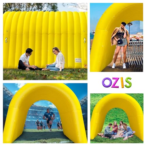 Image of OZIS 16FT Inflatable Tunnel Sports Entrance with Installed Blower Inflatable Tunnel Tent for Business Advertising Event Exhibition Promotion,Street,Shop,Supermarket,School(Yellow, 16x10x10Ft)