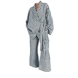 Women's Striped Wrap Fashion Set, Yellow and White, Long Sleeve Top with Wide-Leg Pants (Gray, Large)