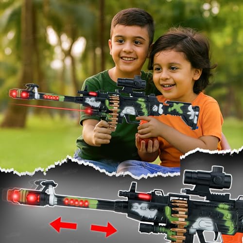 Image of zest 4 toyz 25 Musical Army Style Toy Gun for Kids with Music, Lights and Laser Light (Multi Color)