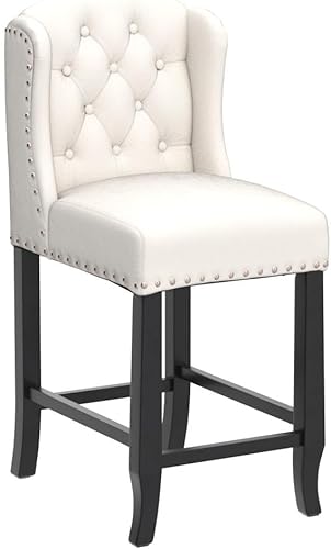 Miniatura 5 de DUOMAY Juego de 2 taburetes de bar modernos copetudos, sillas de bar de 26 pulgadas de altura de mostrador con respaldo, silla de isla de cocina de