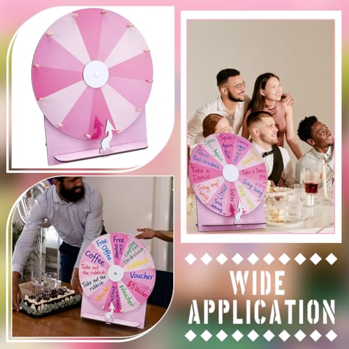UNICRAFTALE Roulette en Bois Rose Perlé Surface Écrivable Effaçable pour Mariage Prix de Loterie 35 cm Assembly Sans Outils Table Tournante en Bois pour Réception Fiançailles – vue 5