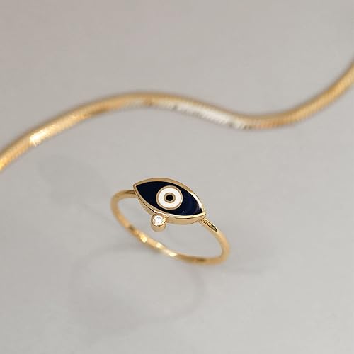 Vista 4 de Gelin 14k Solid Gold Evil Eye Ring for Women