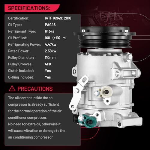BDFHYK Air Conditioning A/C Compressor with Clutch Compatible with Toyota Camry 2.5L 2010-2011, Replacement 158380, 8831006390, 8831033290