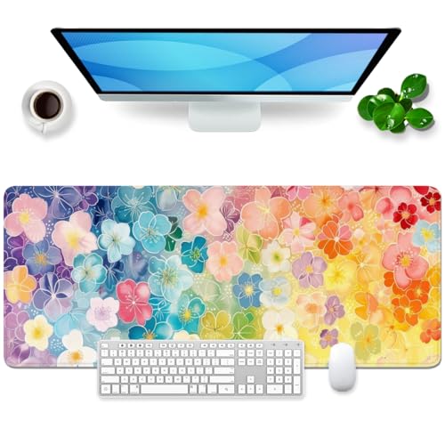 Tapis de souris Fleur XL pour bureau coloré féminin de 80x30cm