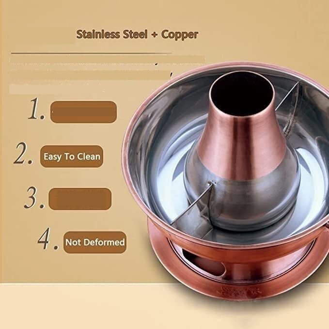 Olla Caliente Chapada en Cobre, Cocina con Carbón 32cm miniatura 3