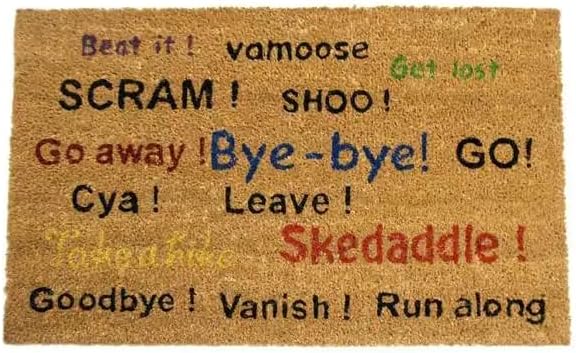 TUNIU Vamos Scram Leave Felpudo humorístico de bienvenida felpudos para interiores y exteriores tapete divertido regalo de inauguración de la casa