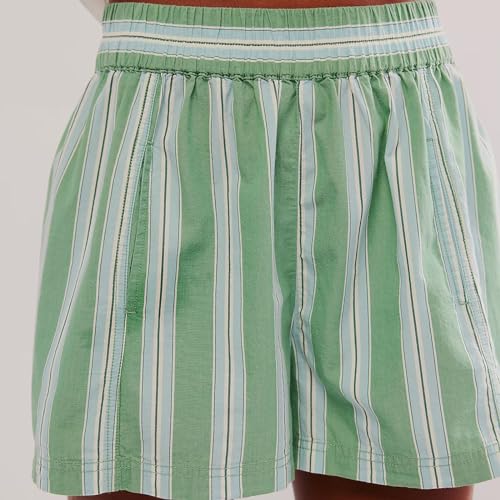 Image of Seyurigaoka Women Striped Boxer Shorts Y2k Pinstriped Lounge Shorts Button Front Pajama Bottoms 2024 Summer Going Out Shorts