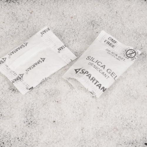 Image of Spartan Silica Gel Desiccant Packets 2 Gram | Moisture Absorber for Storage Electronics Shoes Camera Food Containers & Documents | Anti Moisture Silica Gel | Pack of 100