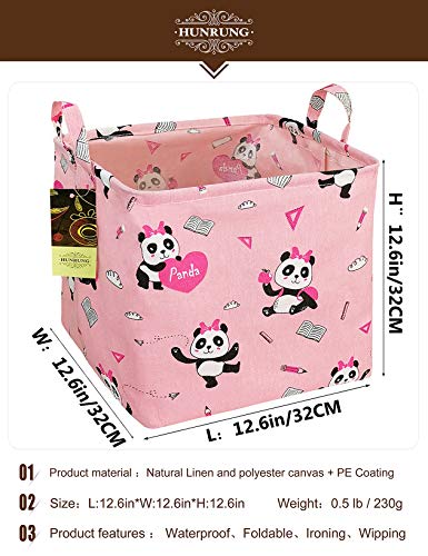 Square Foldable Storage Bin For Laundry Closet Bedroom Home Decor, Panda — view 2