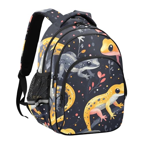 Geckos Pattern Backpack for School Book Bag Tablet Laptop Backpack Work Travel Computer Bag with Reflective Stripes2