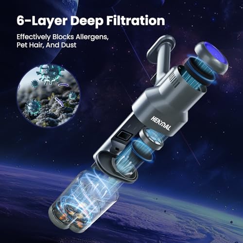 Image of Cordless Vacuum Cleaner JQ02,450W 45KPA Full-Size Stick Cleaner with 800ML Dual-Layer Cyclone Dust Cup,HEPAFiltration,Lightweight&Low Noise for HardFloor,Pet,Carpets,Purple