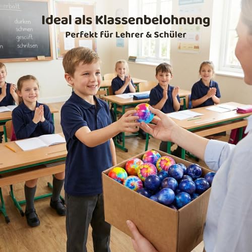 Koogel 12 Stück Stressbälle Tie-Dye, Anti-Stress-Bälle zum Stressabbau & Entspannung, Knetball zur Linderung von Angst, Mitgebsel Kindergeburtstag & Büro Gadget für Erwachsene