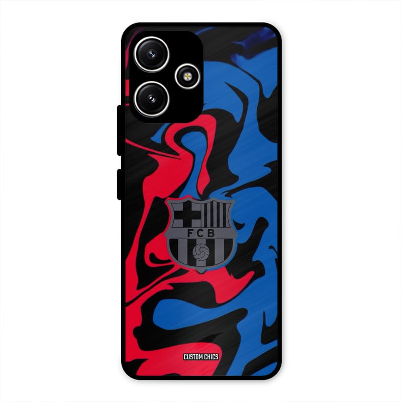 Image of PrintShield FC Barcelona Comic Back Cover for Poco M6 Pro, Shockproof Printed Phone Case with Soft TPU Sides & Anti-Slip Grip